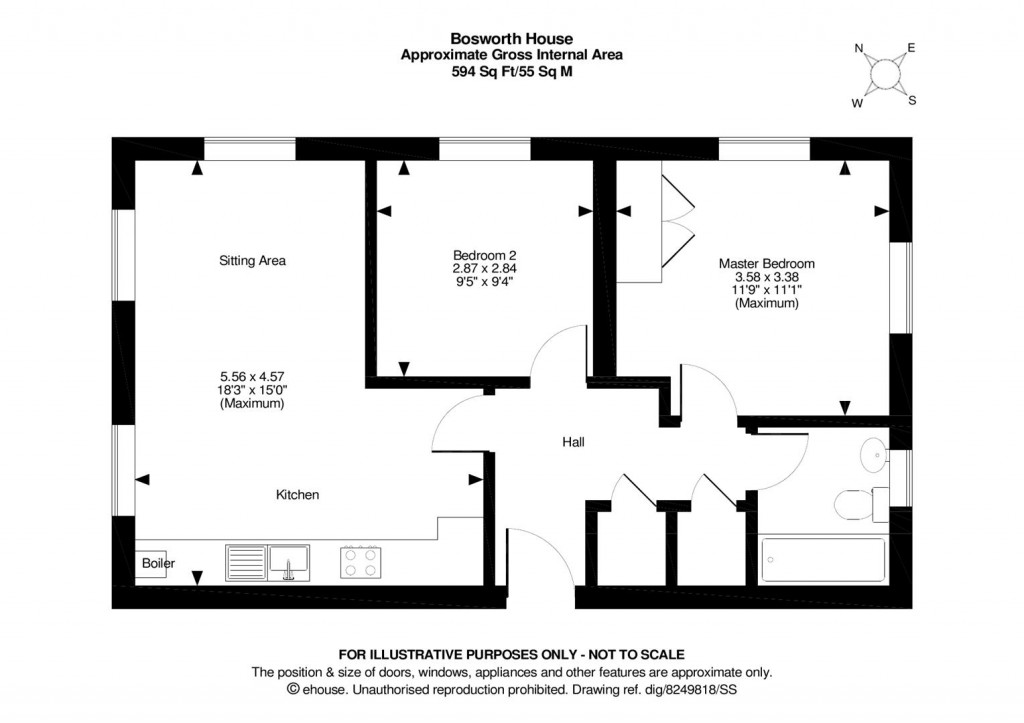 Floorplans For Flat 5 Bosworth House, 87 Havisham Drive, Haydon End