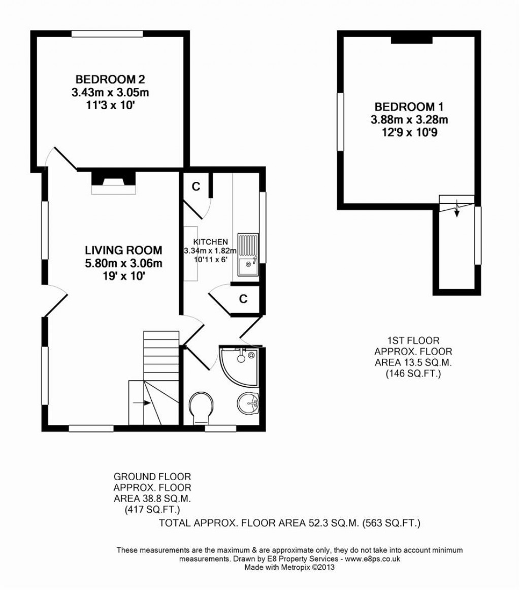 Floorplans For Westminster Bridge Cottage, Woolstone Road, Uffington