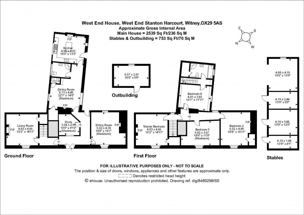 Floorplans For West End House, West End, Stanton Harcourt